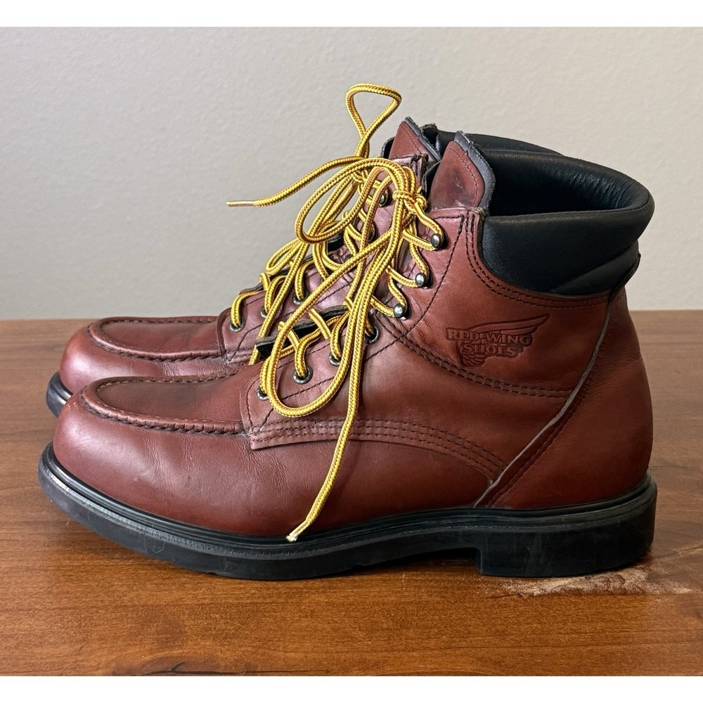 Red Wing Moc Toe Boots Burgundy 202 SUPERSOLE 6-INCH SOFT TOE Men's US 10.5 $254